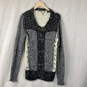 Vintage BKE Womens Cardigan Sweater Medium Open Knit Distressed Grunge Witchy